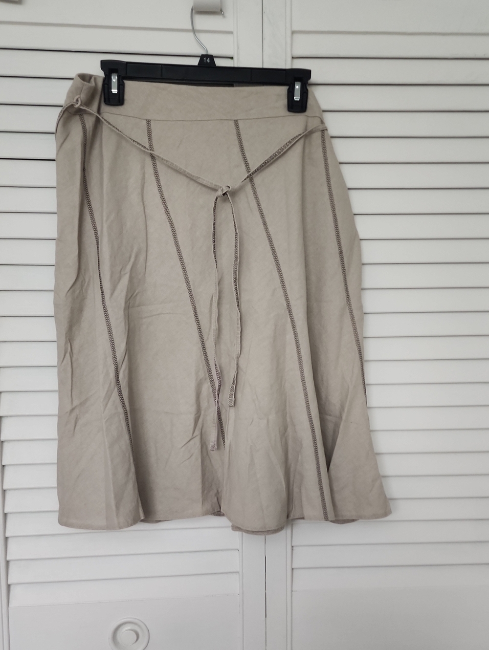 Marks & Spencer Beige A-Line Midi Skirt with Tie Detail